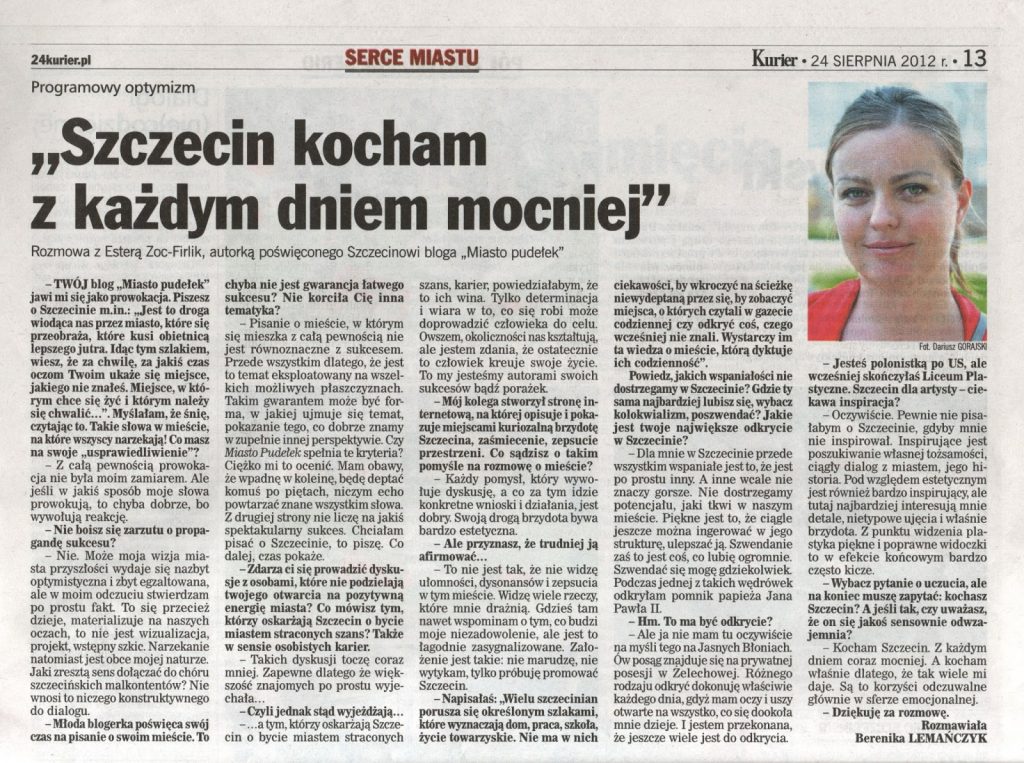 Drzwi otwarte u Firlików. Wywiad w Kurierze Szczecińskim